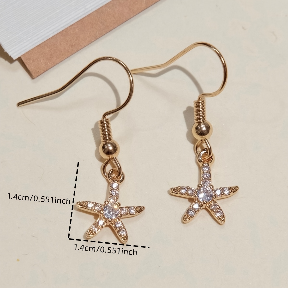 Copper Earrings with Synthetic Zircon, Valentine's Day Gift